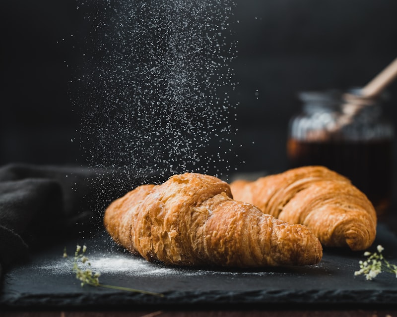 Croissants stacked and ready for pickup